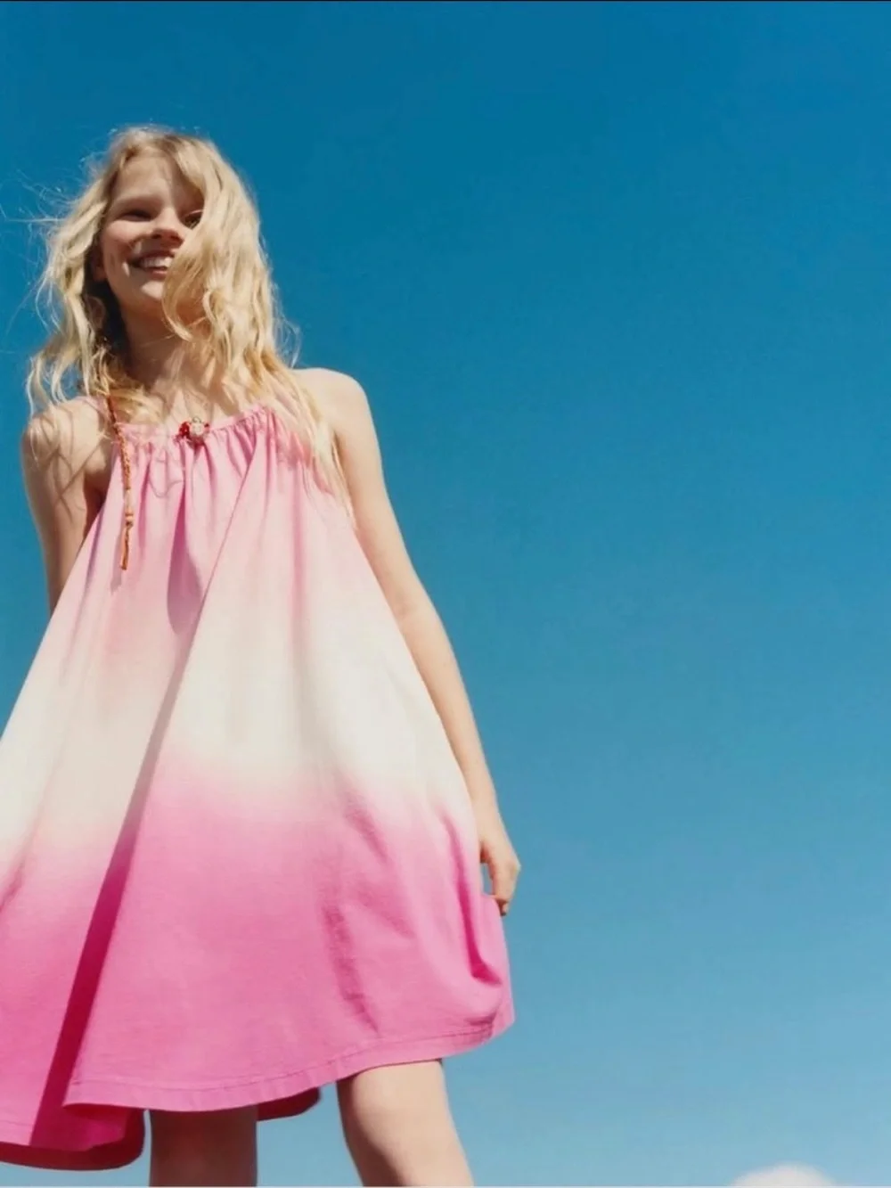 New ZARA Girls Pink Ombre Tie Dye Sleeveless Dress